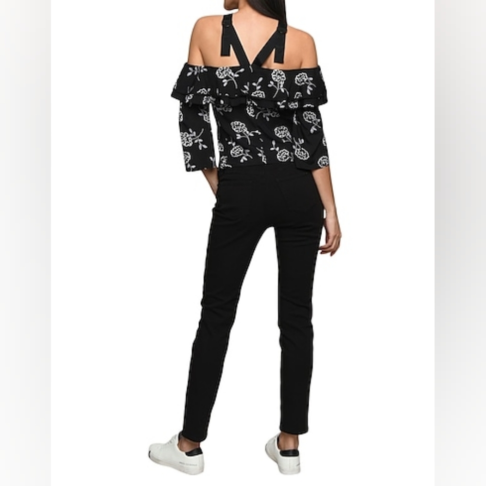 Armani Exchange Flower Design Off The Shoulder Top Size-XS - Picture 2 of 7